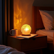 The Tide Lamp casting water ripple patterns across a bedroom wall at night