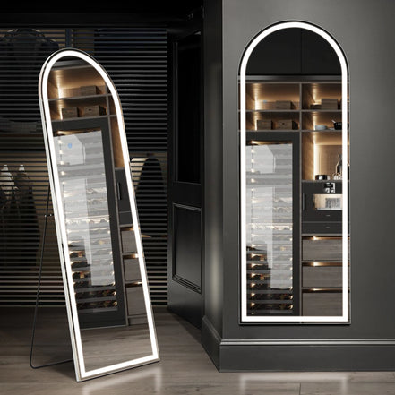 Full-Length LED Mirror 60×16" — Dimmable, Standing or Hanging