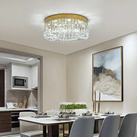 Lucent Crystal Flush Mount Chandelier — Changeable White LED