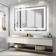 Front-Lit + Backlit LED Bathroom Mirror — Anti-Fog, Dimmable