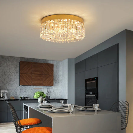 Lucent Crystal Flush Mount Chandelier — Changeable White LED