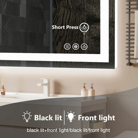 Front-Lit + Backlit LED Bathroom Mirror — Anti-Fog, Dimmable