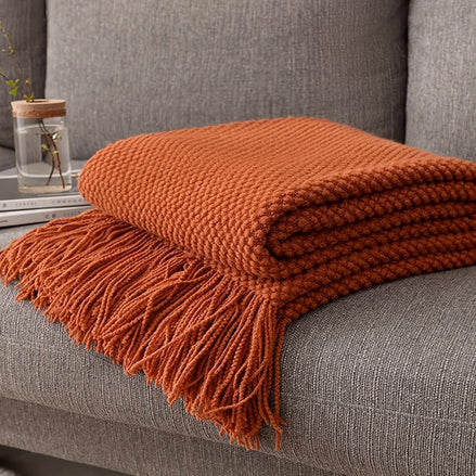 The Ember Throw · Chunky Knit Tassel Throw