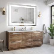 Front-Lit + Backlit LED Bathroom Mirror — Anti-Fog, Dimmable