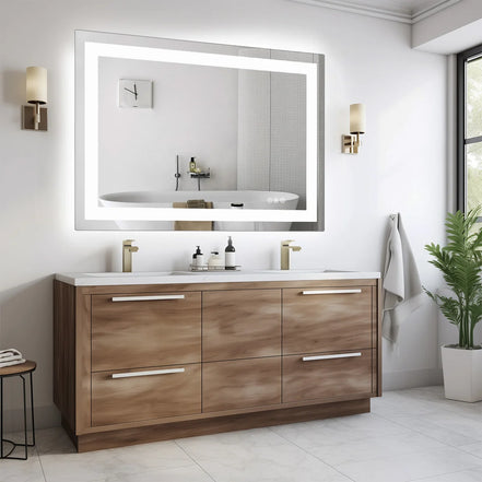 Front-Lit + Backlit LED Bathroom Mirror — Anti-Fog, Dimmable