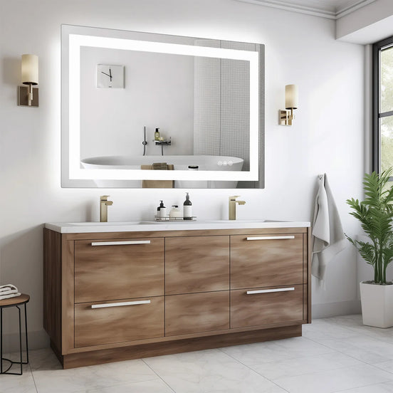 Front-Lit + Backlit LED Bathroom Mirror — Anti-Fog, Dimmable