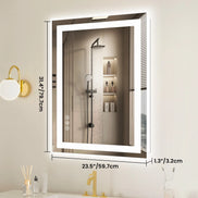 Front-Lit + Backlit LED Bathroom Mirror — Anti-Fog, Dimmable