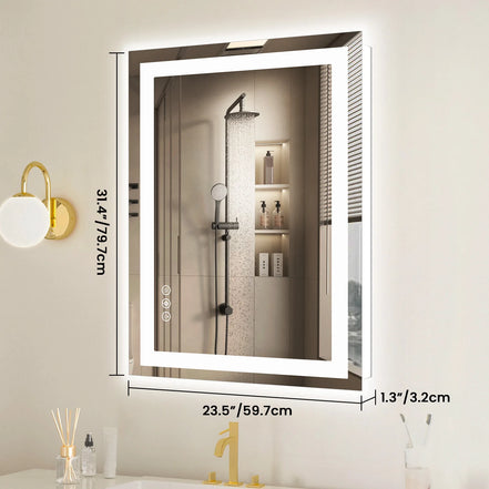 Front-Lit + Backlit LED Bathroom Mirror — Anti-Fog, Dimmable