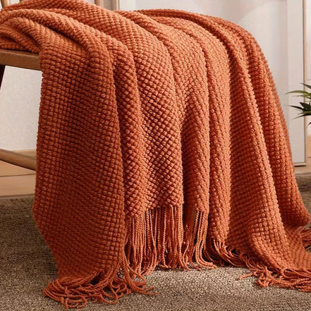 The Ember Throw · Chunky Knit Tassel Throw