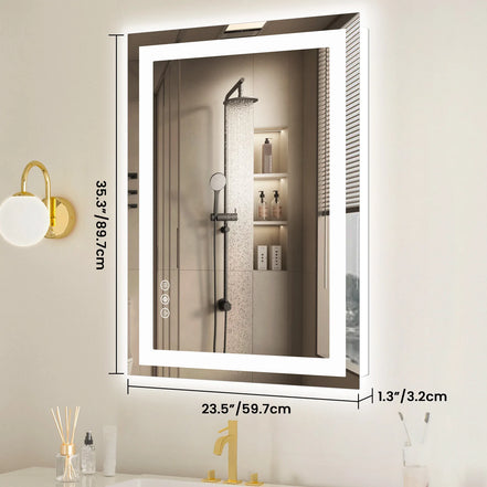Front-Lit + Backlit LED Bathroom Mirror — Anti-Fog, Dimmable