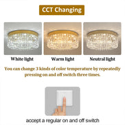 Lucent Crystal Flush Mount Chandelier — Changeable White LED