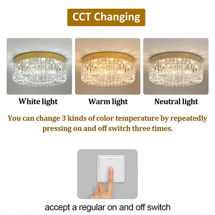 Lucent Crystal Flush Mount Chandelier — Changeable White LED