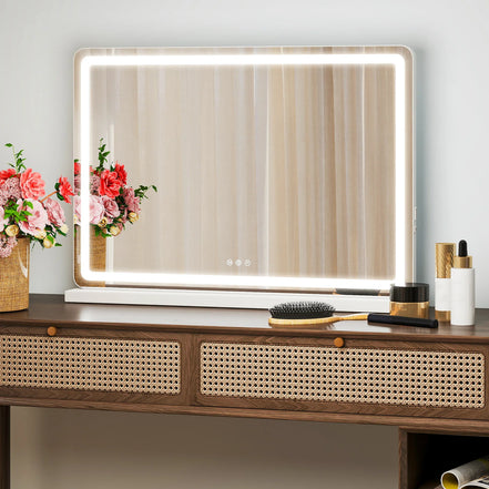 LED Vanity Mirror — Dimmable, 3 Light Modes, Aluminum Frame