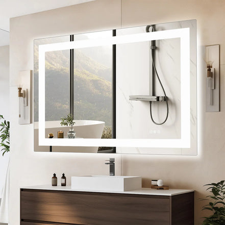 Front-Lit + Backlit LED Bathroom Mirror — Anti-Fog, Dimmable
