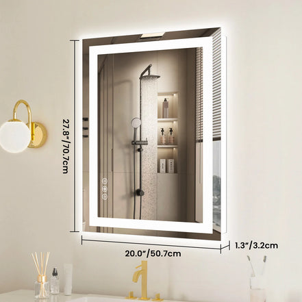 Front-Lit + Backlit LED Bathroom Mirror — Anti-Fog, Dimmable