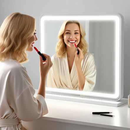LED Vanity Mirror — Dimmable, 3 Light Modes, Aluminum Frame