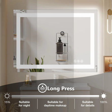 Front-Lit + Backlit LED Bathroom Mirror — Anti-Fog, Dimmable