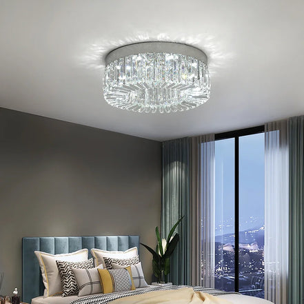 Lucent Crystal Flush Mount Chandelier — Changeable White LED