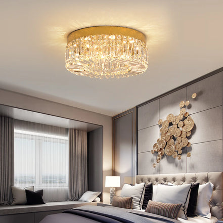 Lucent Crystal Flush Mount Chandelier — Changeable White LED