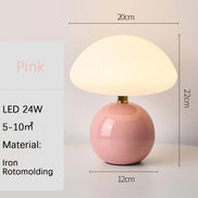 Bloom glass mushroom table lamp in blush pink with dimensions