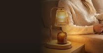 Ember candle warmer lamp beside a fireplace